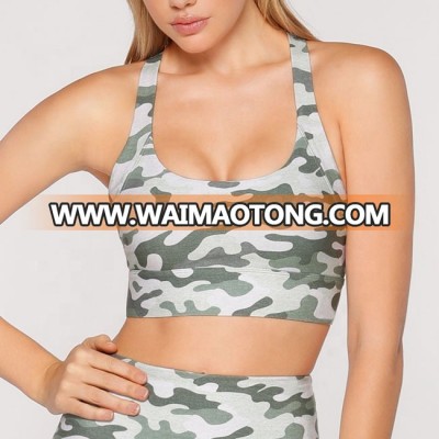 Polyester spandex custom sports camouflage printing bra for women