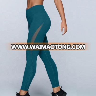 Hot design sports yoga nylon spandex mesh leggings for women