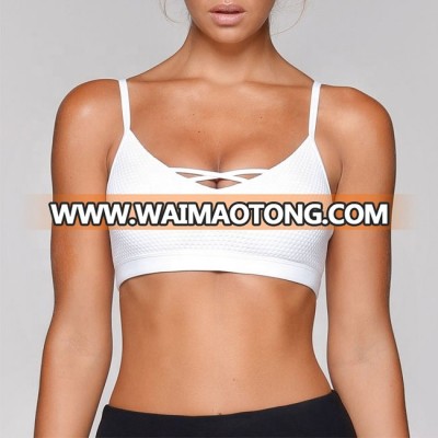 Nylon spandex sports yoga running hollow out bra for women