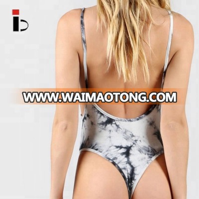 Low back eco friendly printing custom sports sexy women bodysuit